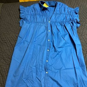 Blue button down shirt dress